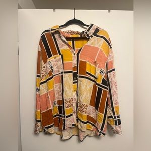 Anthropologie plus multi colored button up